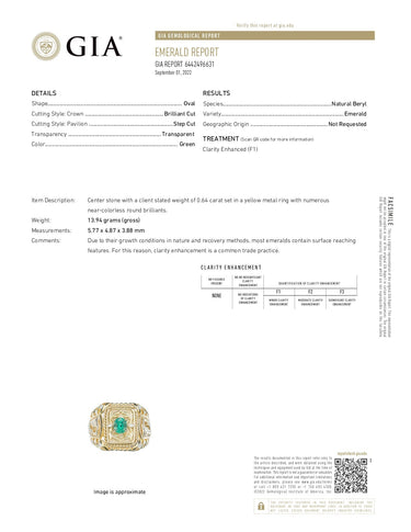 0.64ct natural emerald men's signet ring in 18k yellow gold with diamond accents and ornate vintage design
